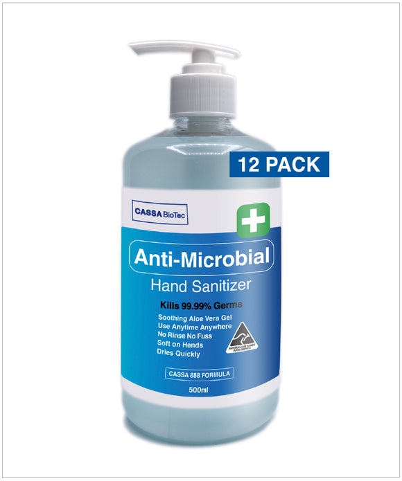 888 Advanced Hand Sanitizer - 500ml Pump Top Bottle (12 Pack)